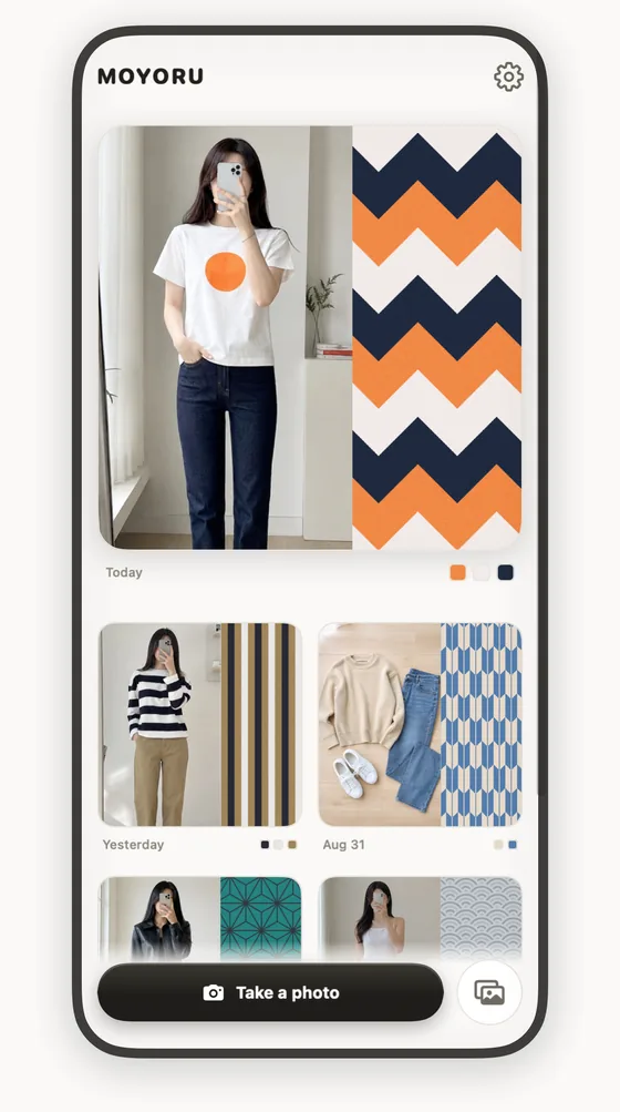 Days stacking up, each with an outfit photo and its wallpaper