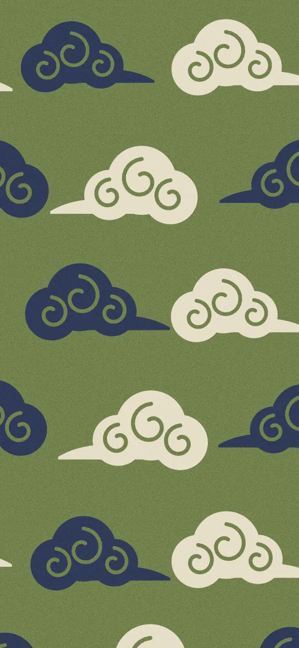 Cloud Scroll wallpaper (Olive)